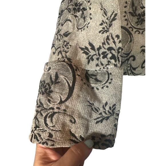Dumb Clothing Gray & Black Floral Side Asymmetrical Zipper Jacket Women Sz M/L - Picture 6 of 8
